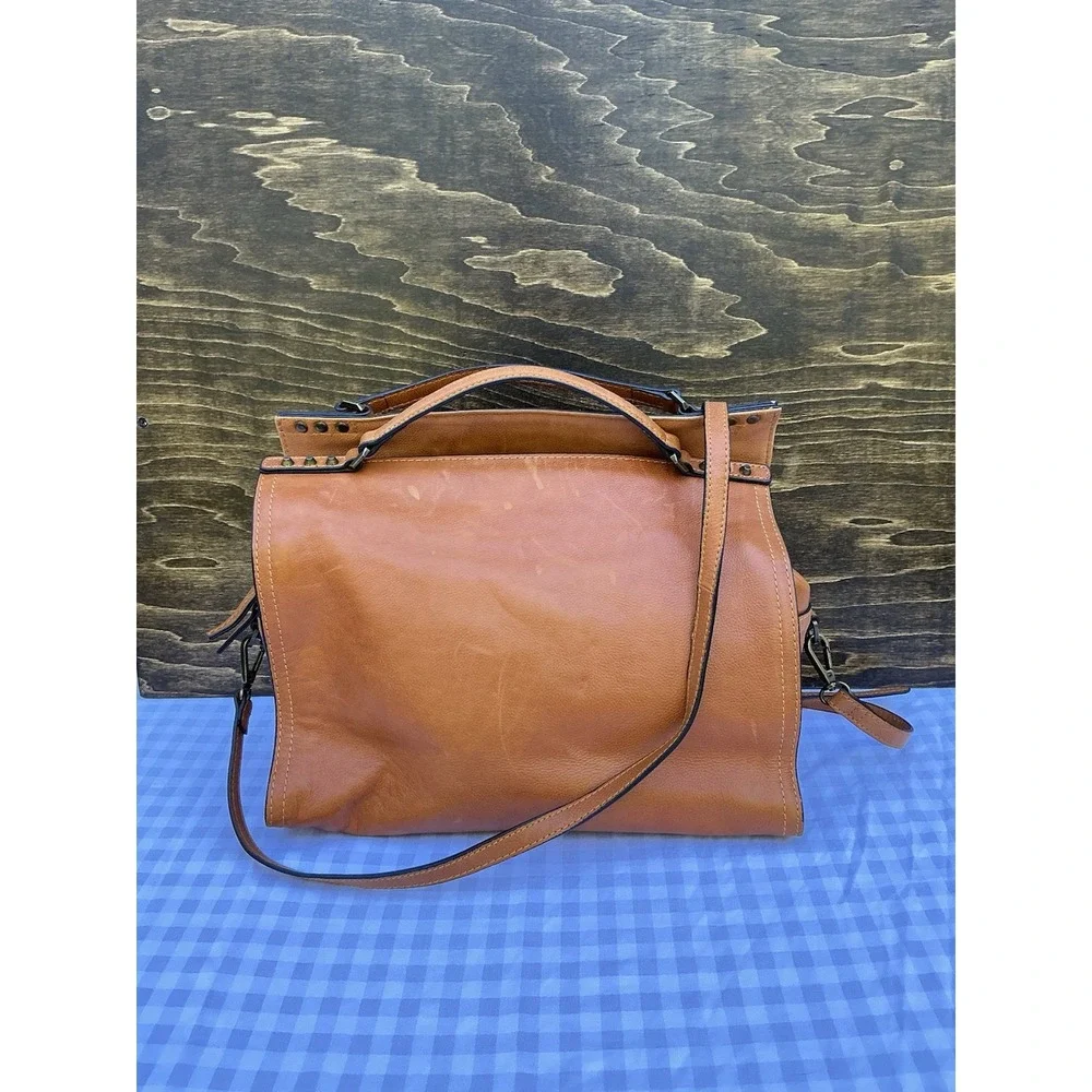 C & C California Leather‎ Bag Satchel Crossbody Tote Womens Bag British Tan